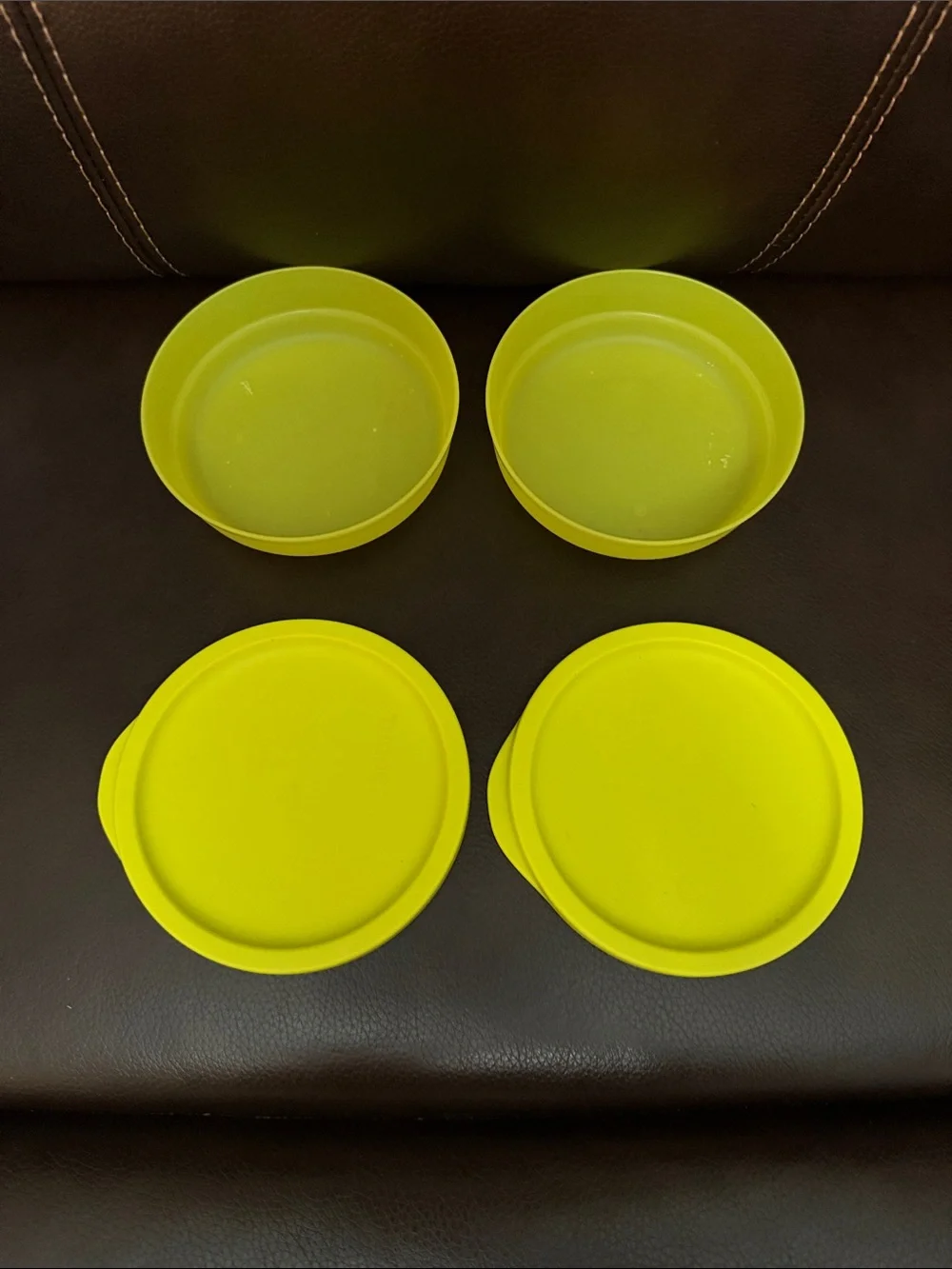 Tupperware Neon Yellow food containers 4 pcs